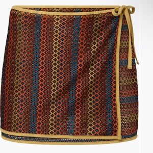 Onia Crochet Mesh Mini Wrap Skirt Pale Gold medium